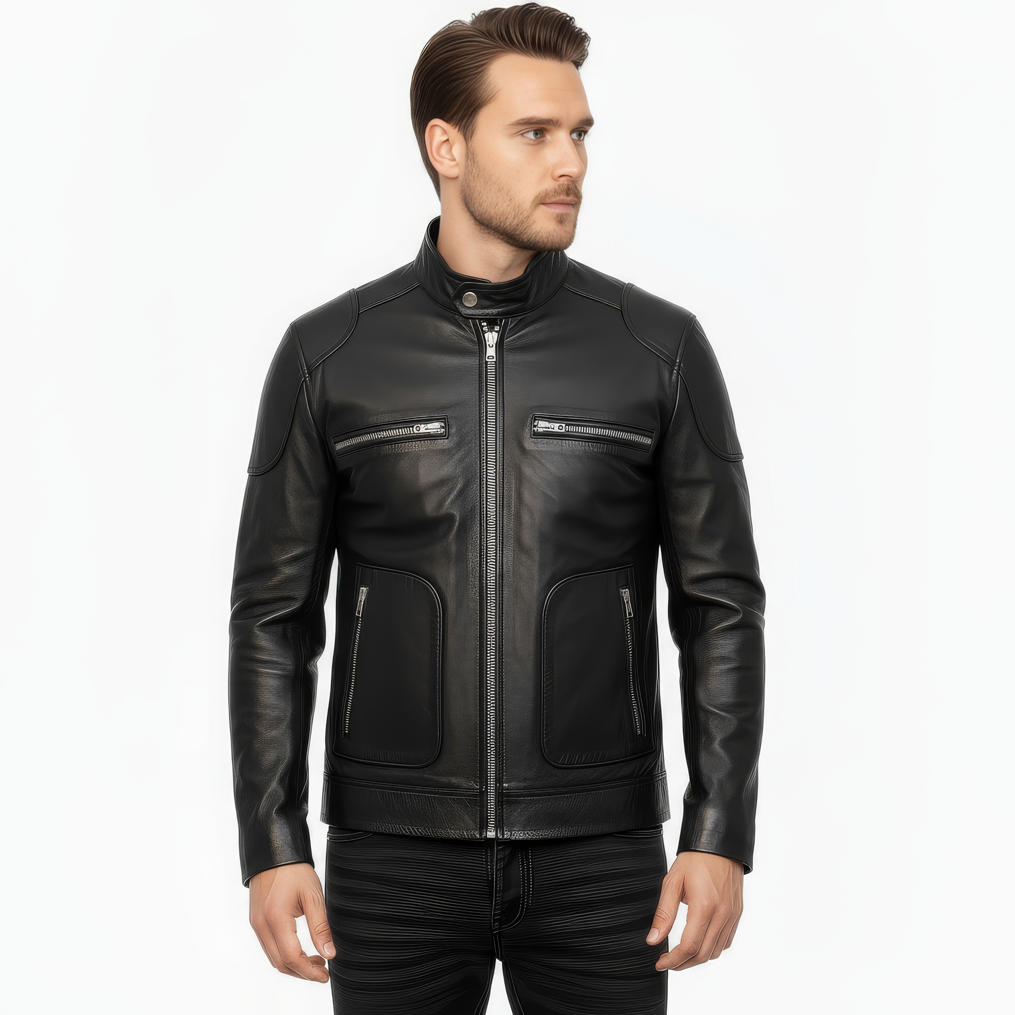 Real Leather Cafe Racer Jacket for Men - Andre