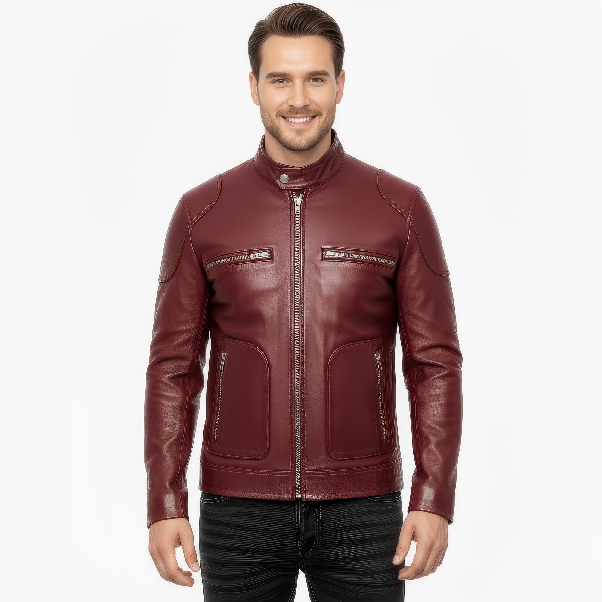 Real Leather Cafe Racer Jacket for Men - Andre