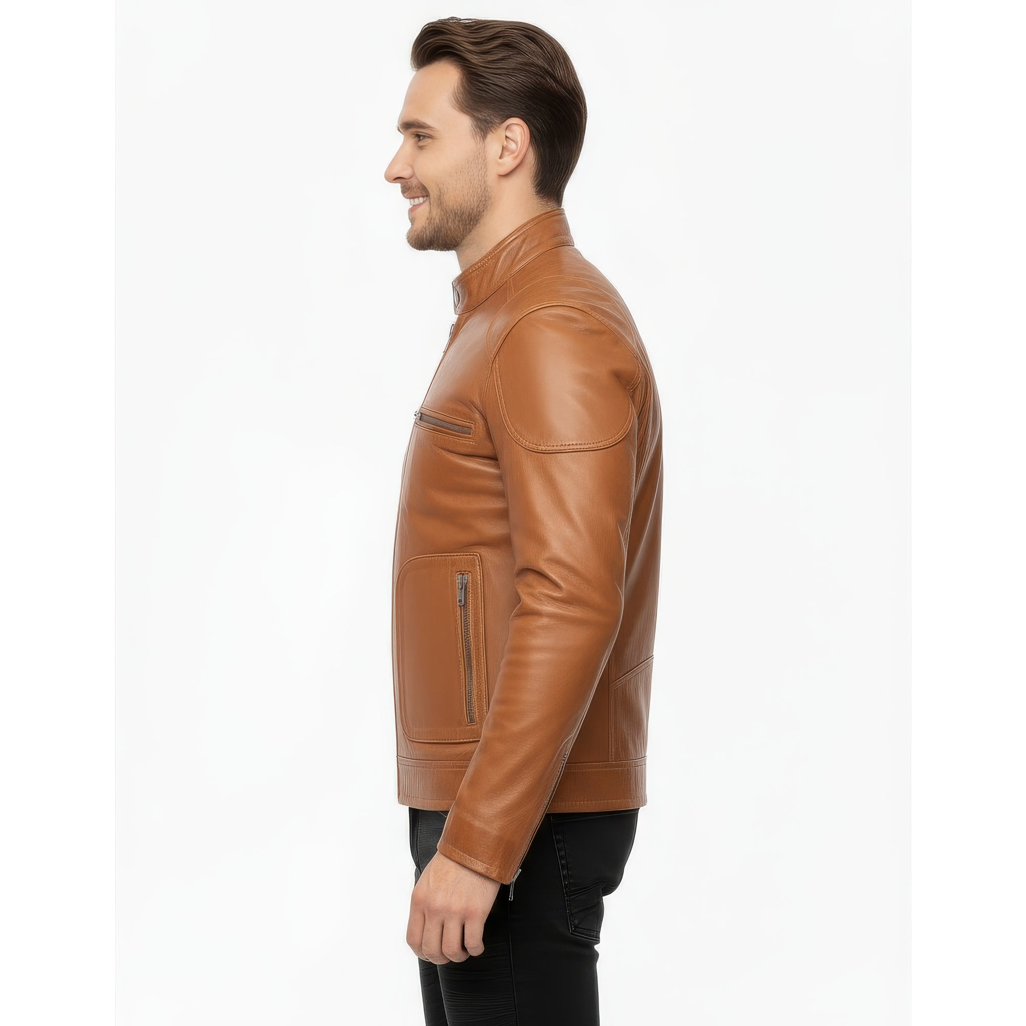 Real Leather Cafe Racer Jacket for Men - Andre