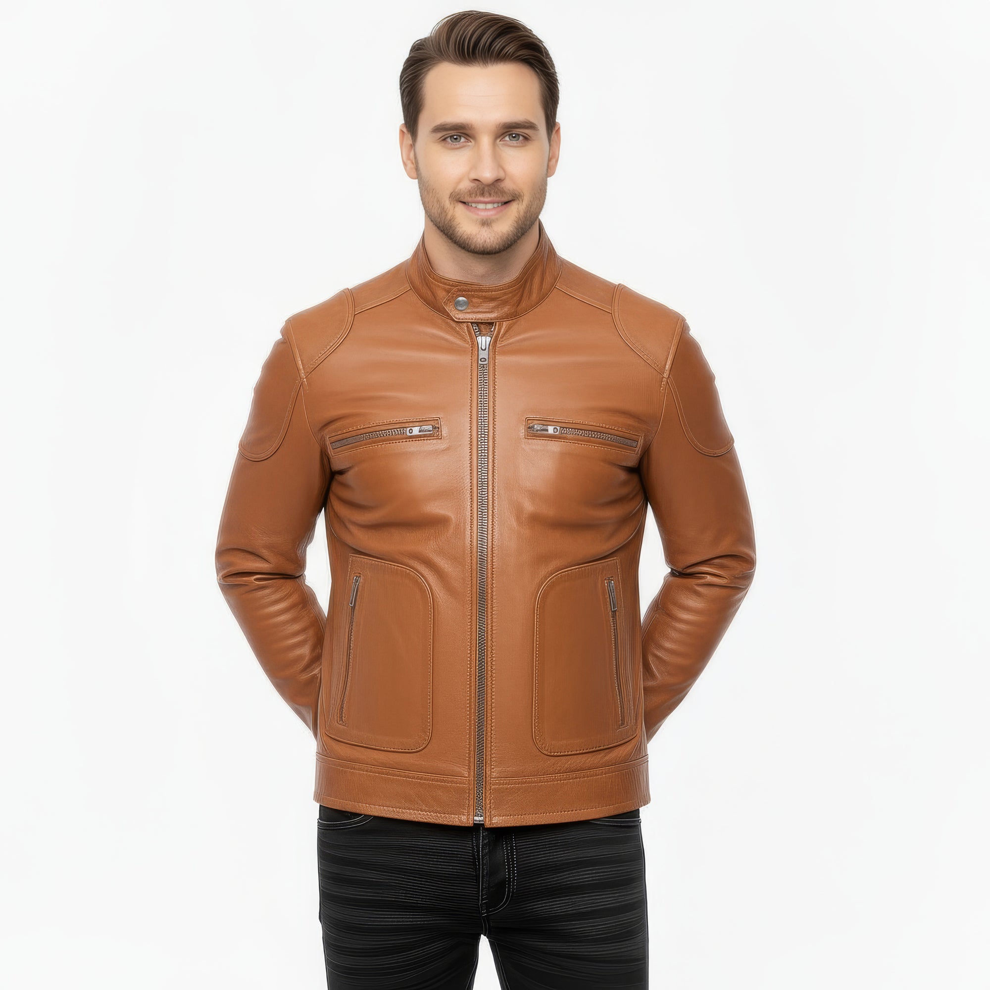 Real Leather Cafe Racer Jacket for Men - Andre