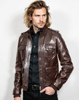 Men's Real Leather Bomber Jacket - Dean