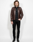 Men's Real Leather Bomber Jacket - Dean