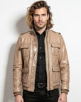 Men's Real Leather Bomber Jacket - Dean