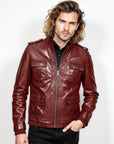 Men's Real Leather Bomber Jacket - Dean
