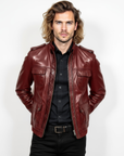 Men's Real Leather Bomber Jacket - Dean