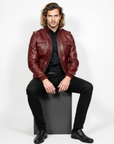 Men's Real Leather Bomber Jacket - Dean