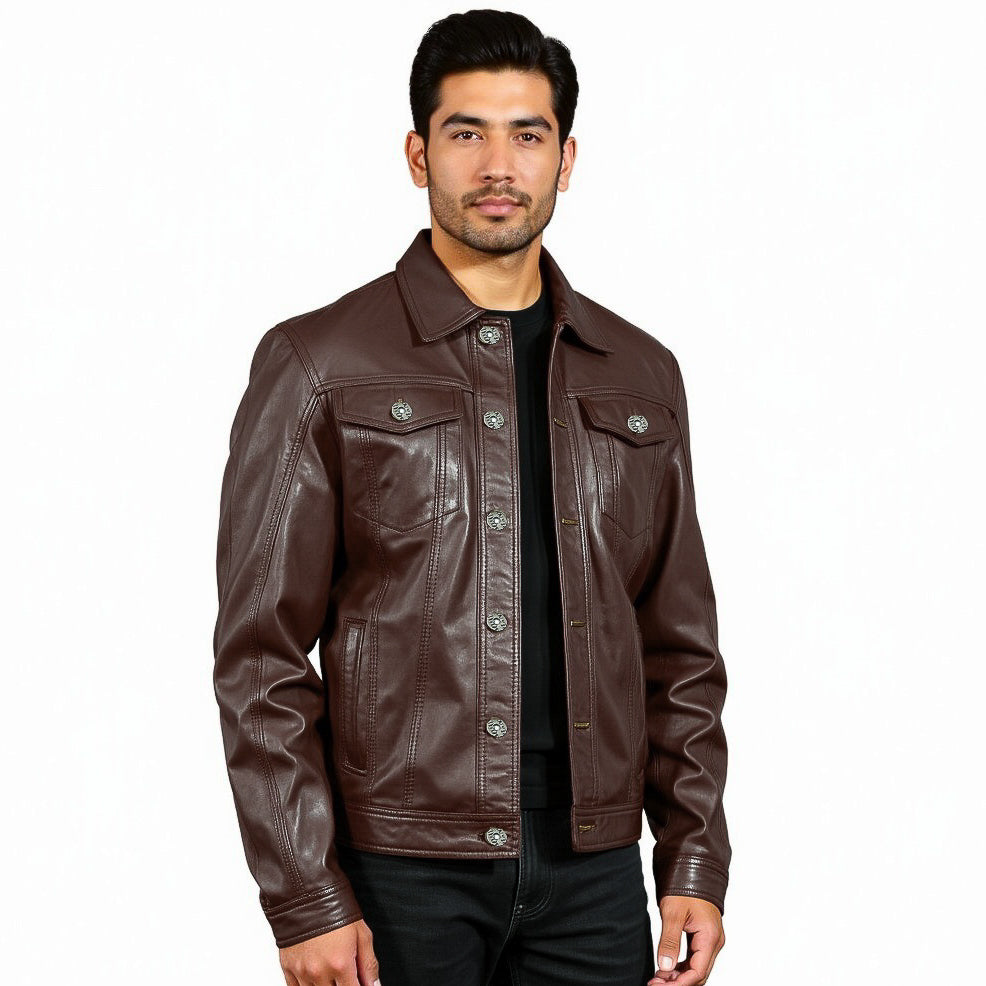 Men's Real Leather Trucker Jacket - Faraz – SH Leatherwear