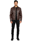 Men's Real Leather Trucker Jacket - Faraz