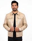 Men's Real Leather Trucker Jacket - Faraz