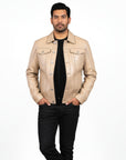Men's Real Leather Trucker Jacket - Faraz