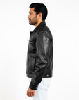 Men's Real Leather Trucker Jacket - Faraz