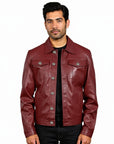 Men's Real Leather Trucker Jacket - Faraz