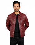 Men's Real Leather Trucker Jacket - Faraz