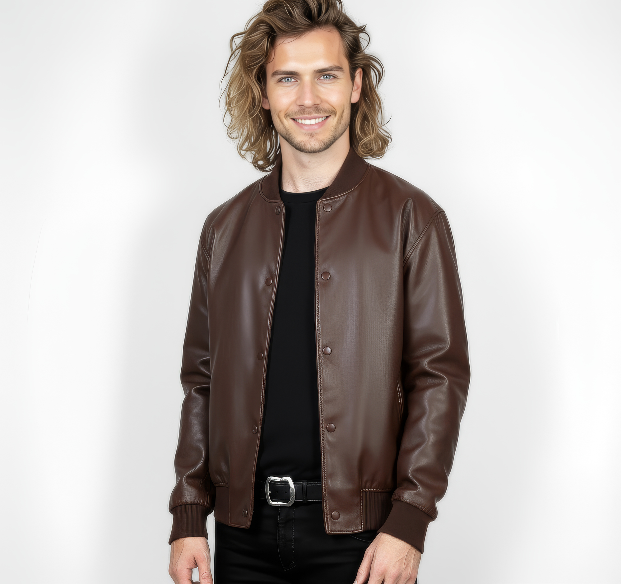 Men's Real Leather Varsity Bomber Jacket - Orion