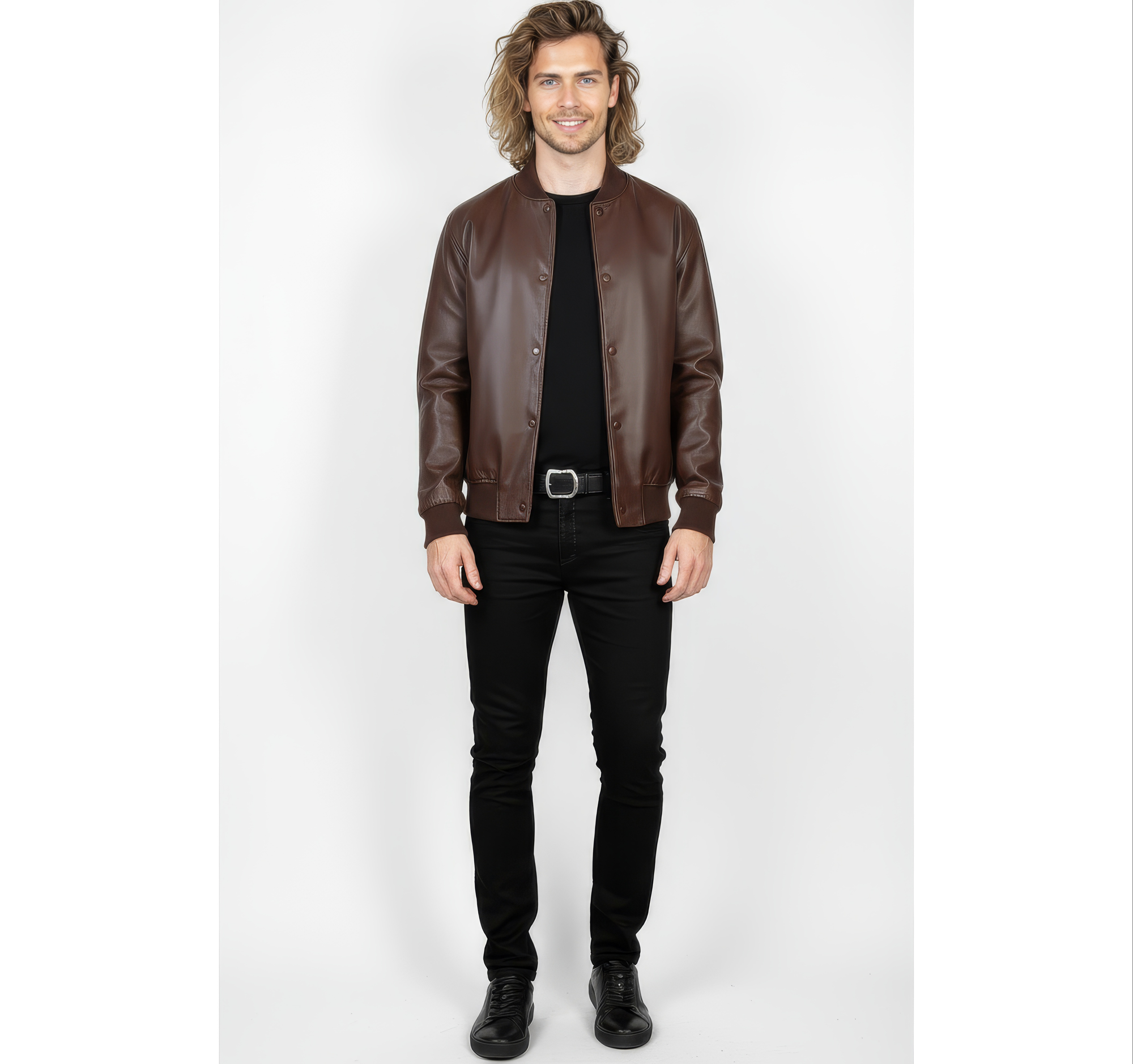Men's Real Leather Varsity Bomber Jacket - Orion