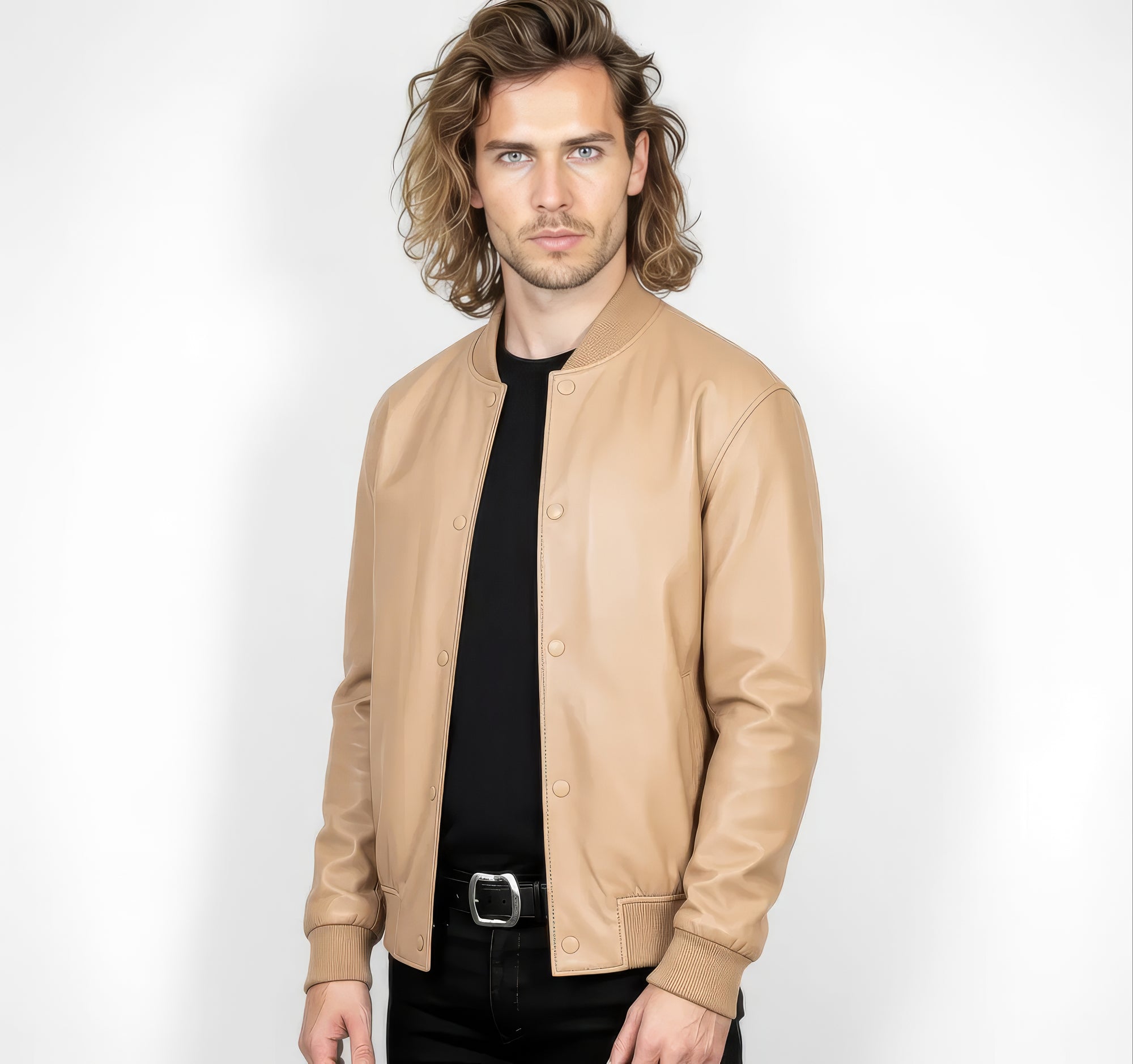 Men's Real Leather Varsity Bomber Jacket - Orion