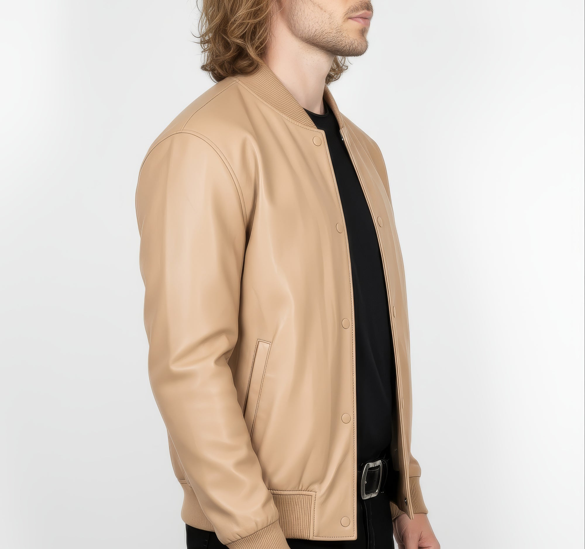 Men's Real Leather Varsity Bomber Jacket - Orion
