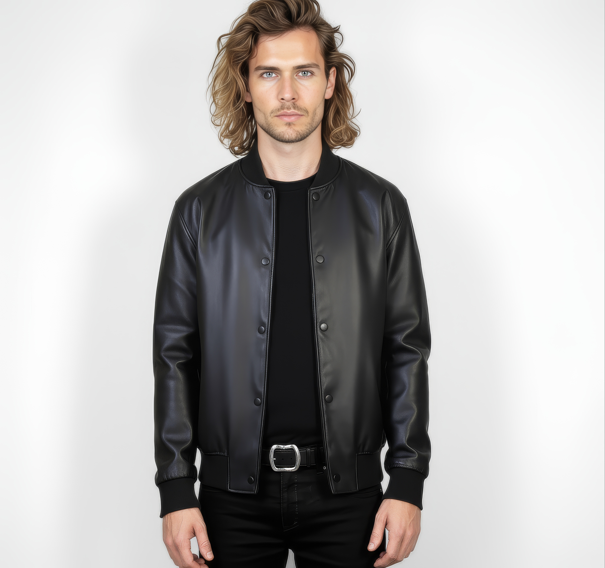 Men's Real Leather Varsity Bomber Jacket - Orion
