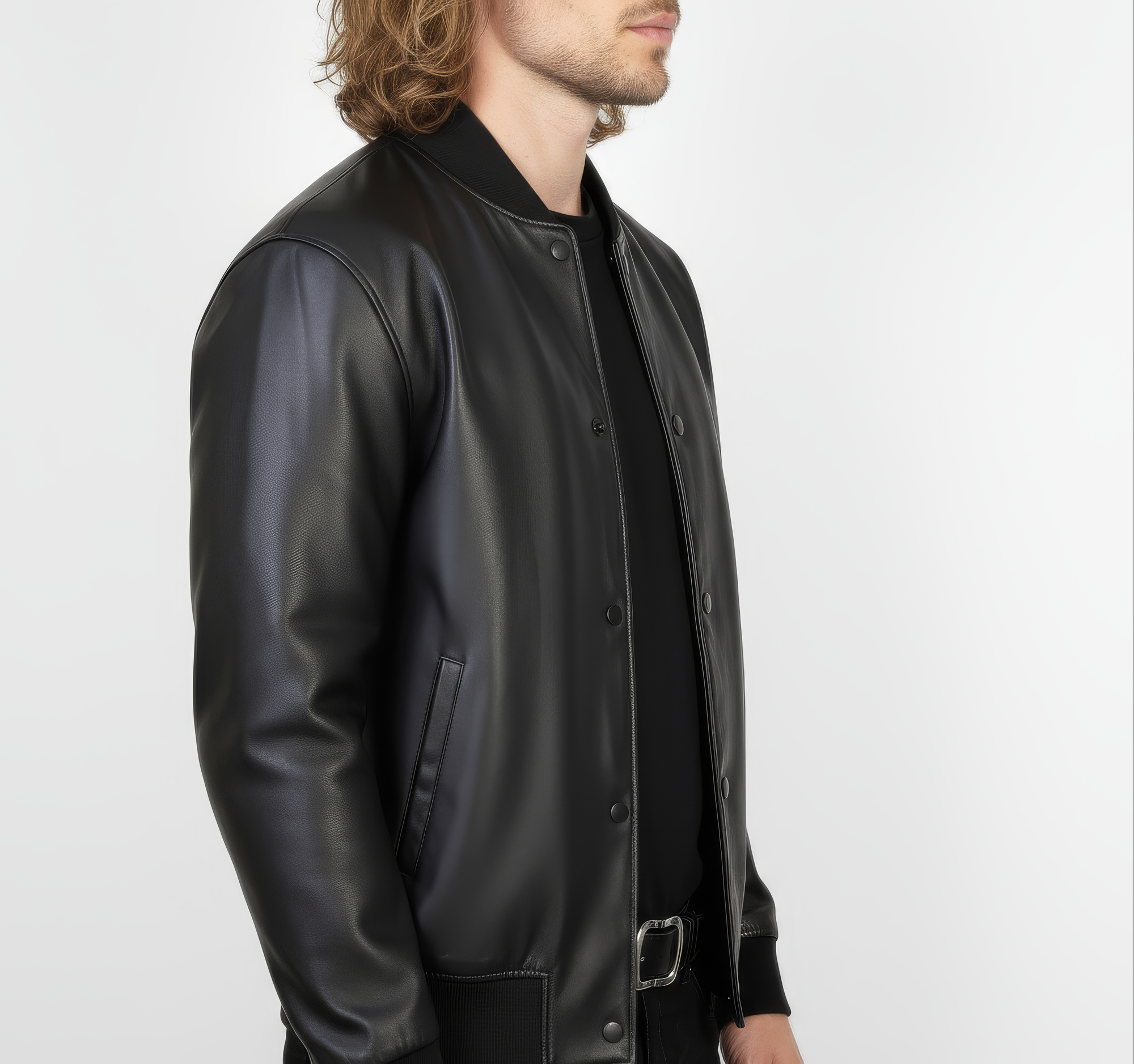 Men's Real Leather Varsity Bomber Jacket - Orion