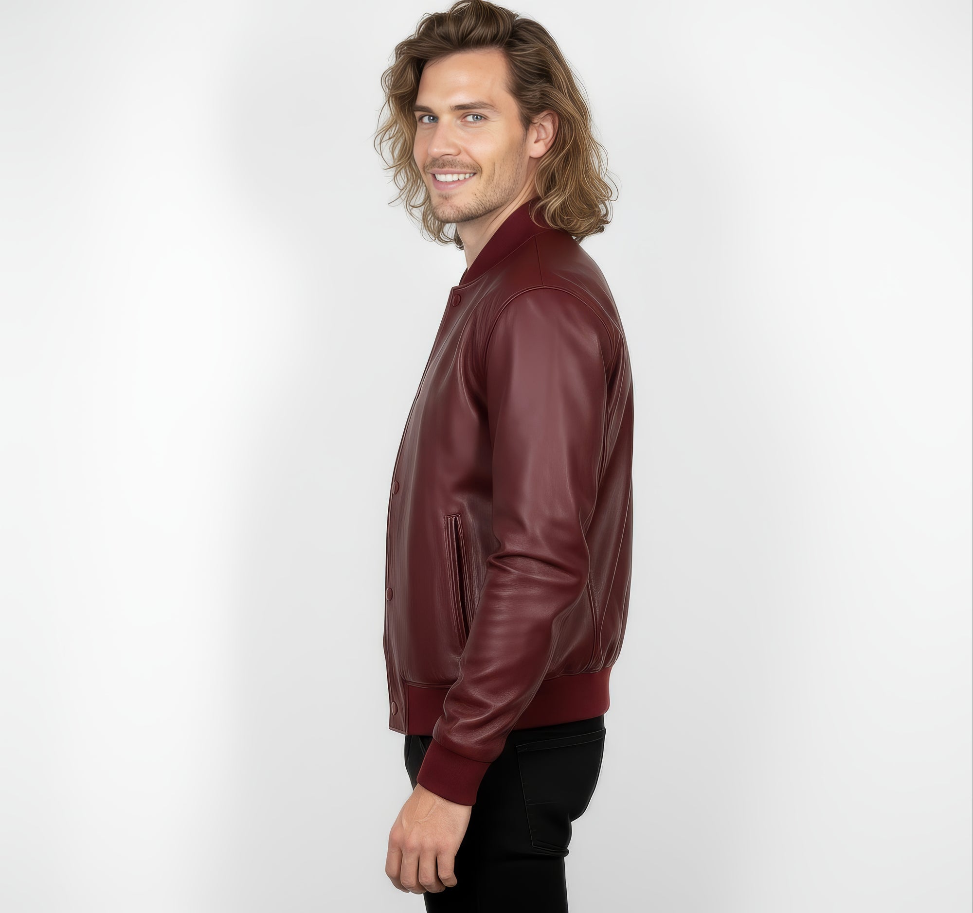Men's Real Leather Varsity Bomber Jacket - Orion