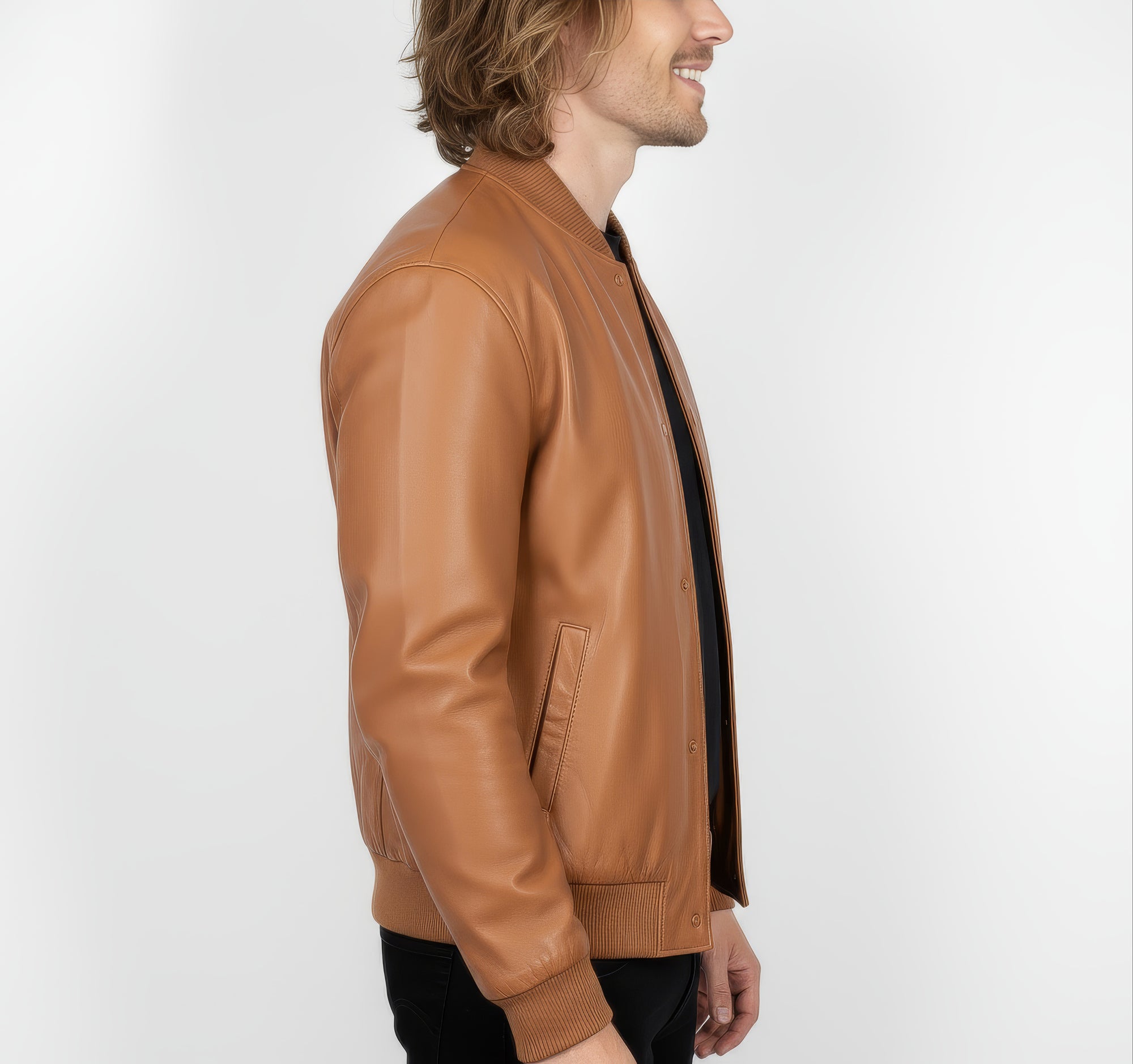 Men's Real Leather Varsity Bomber Jacket - Orion