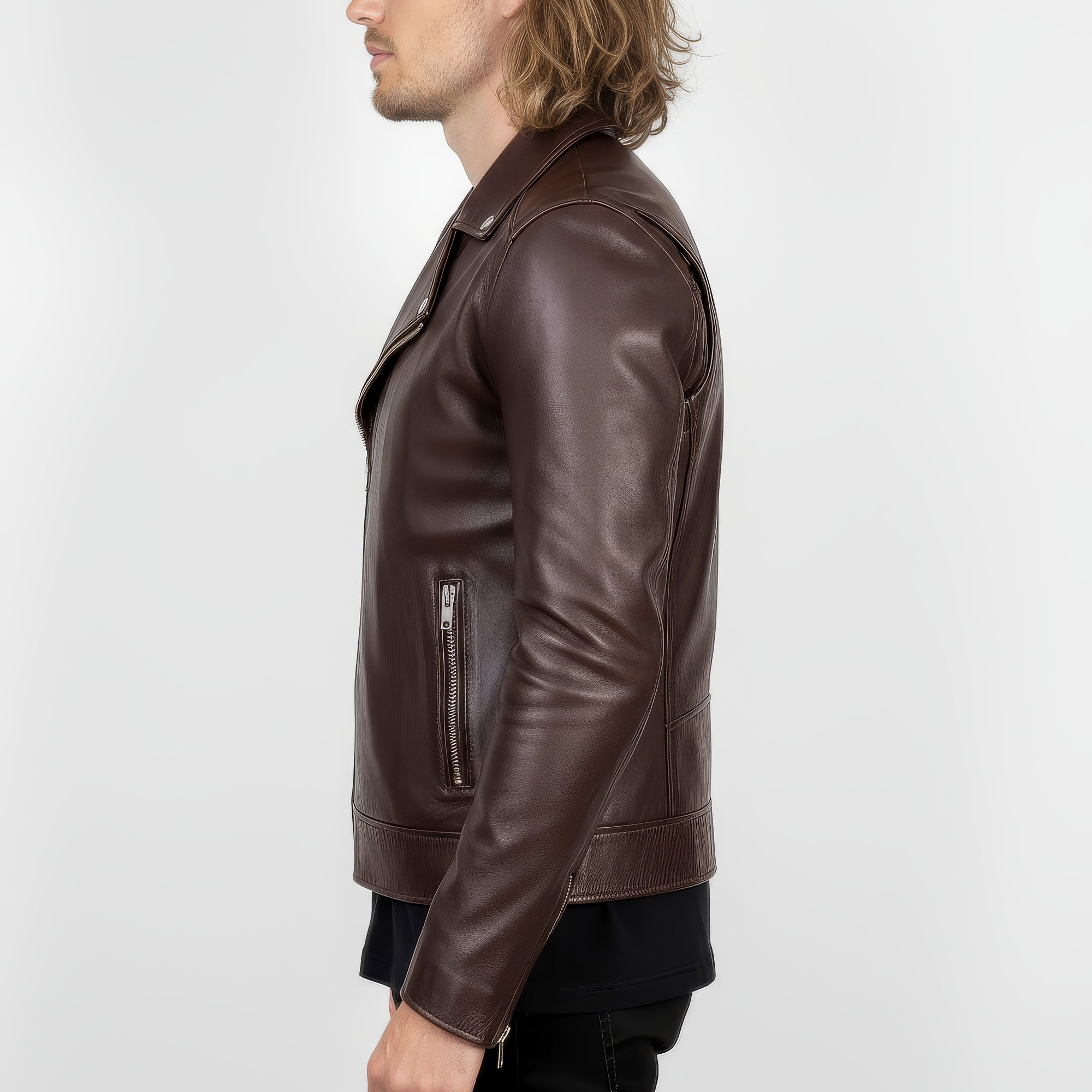 Real Leather Biker Jacket for Men - Milan