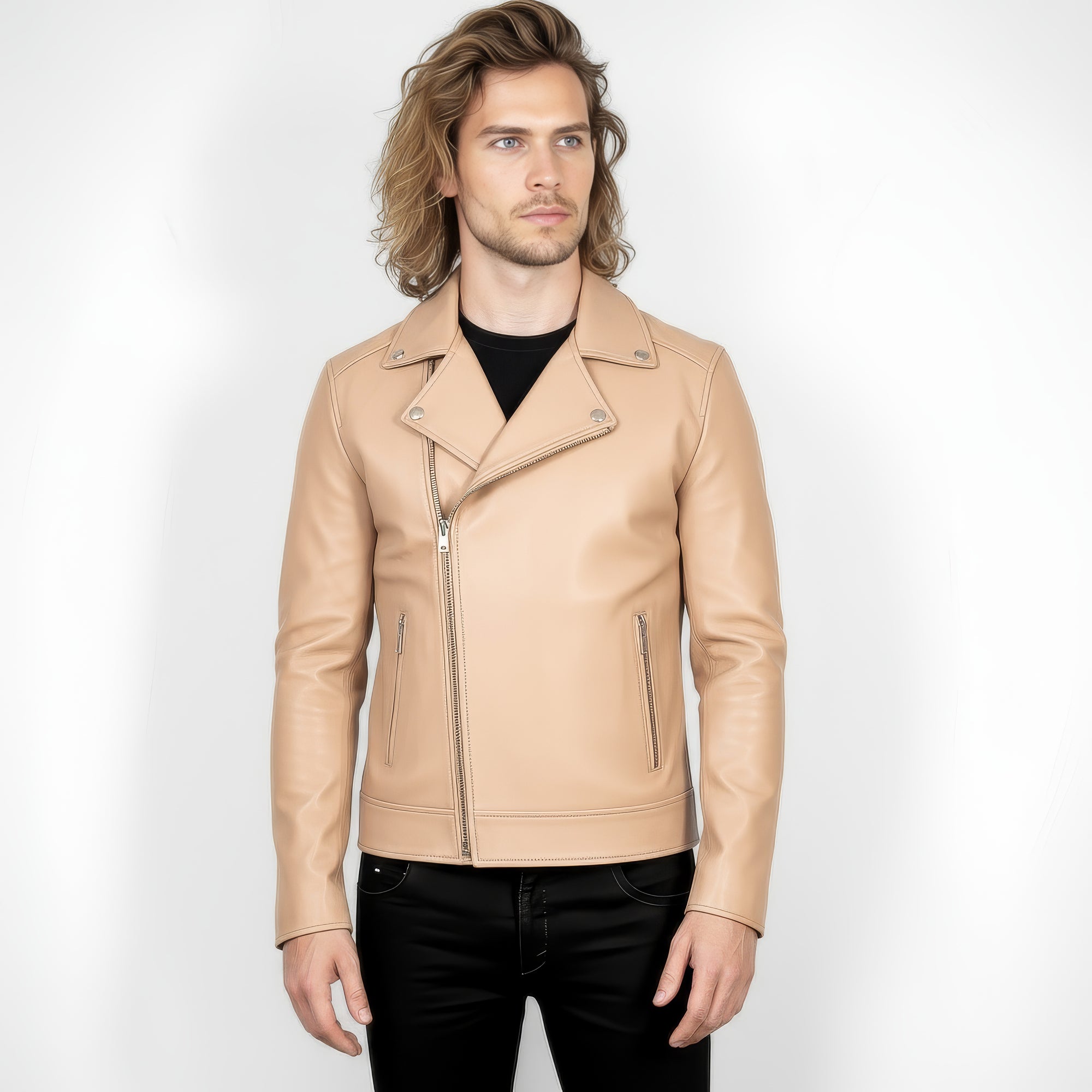 Real Leather Biker Jacket for Men - Milan