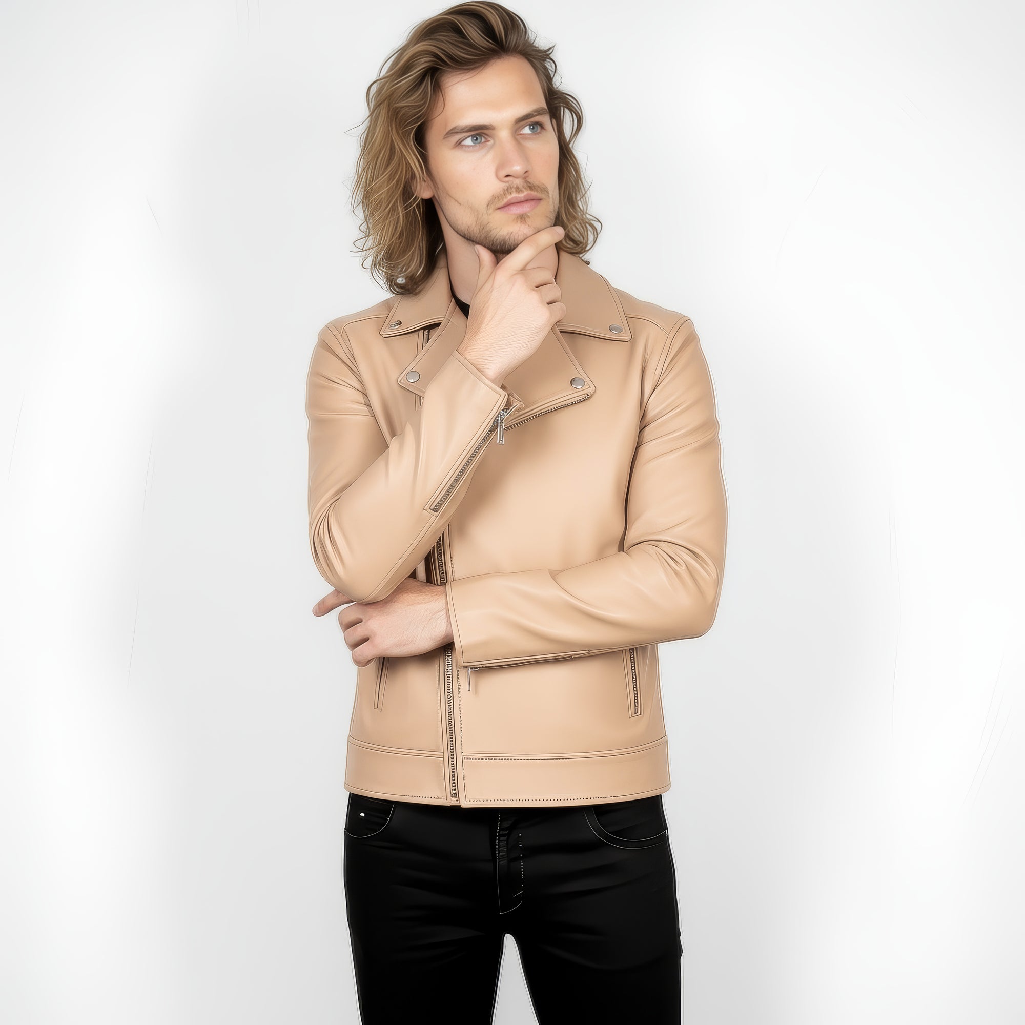 Real Leather Biker Jacket for Men - Milan