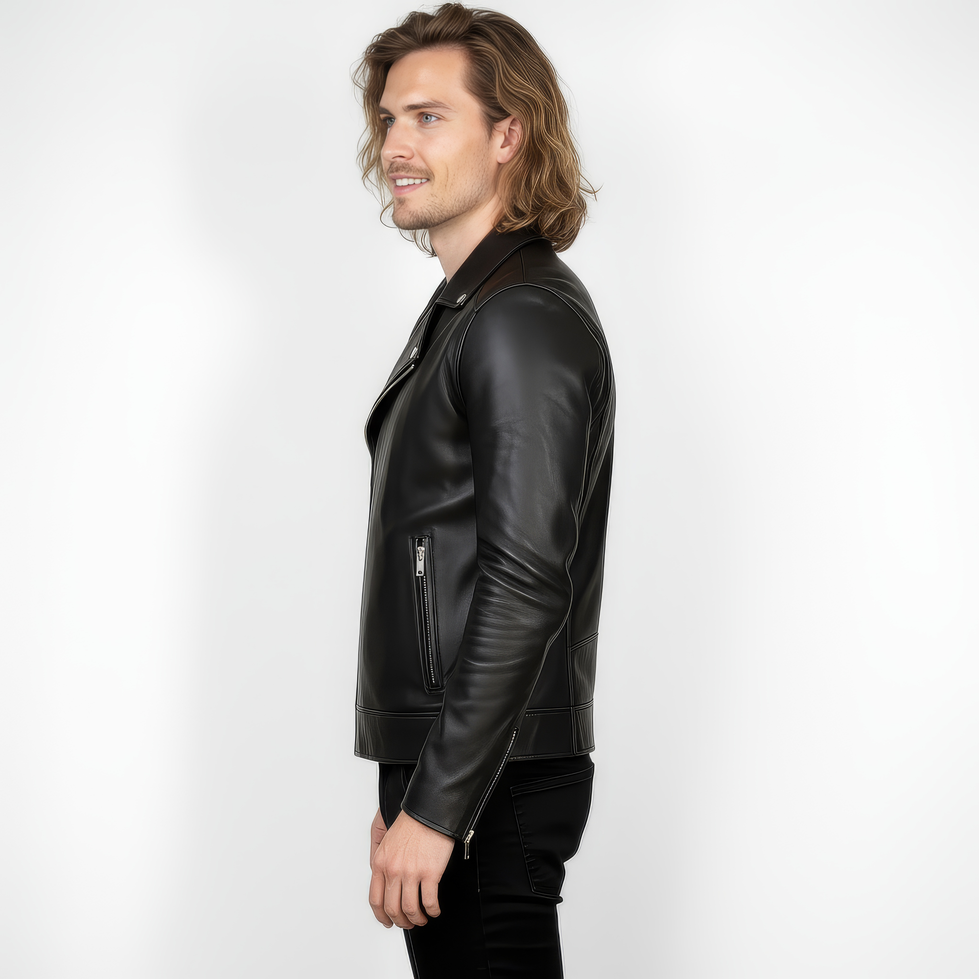 Real Leather Biker Jacket for Men - Milan