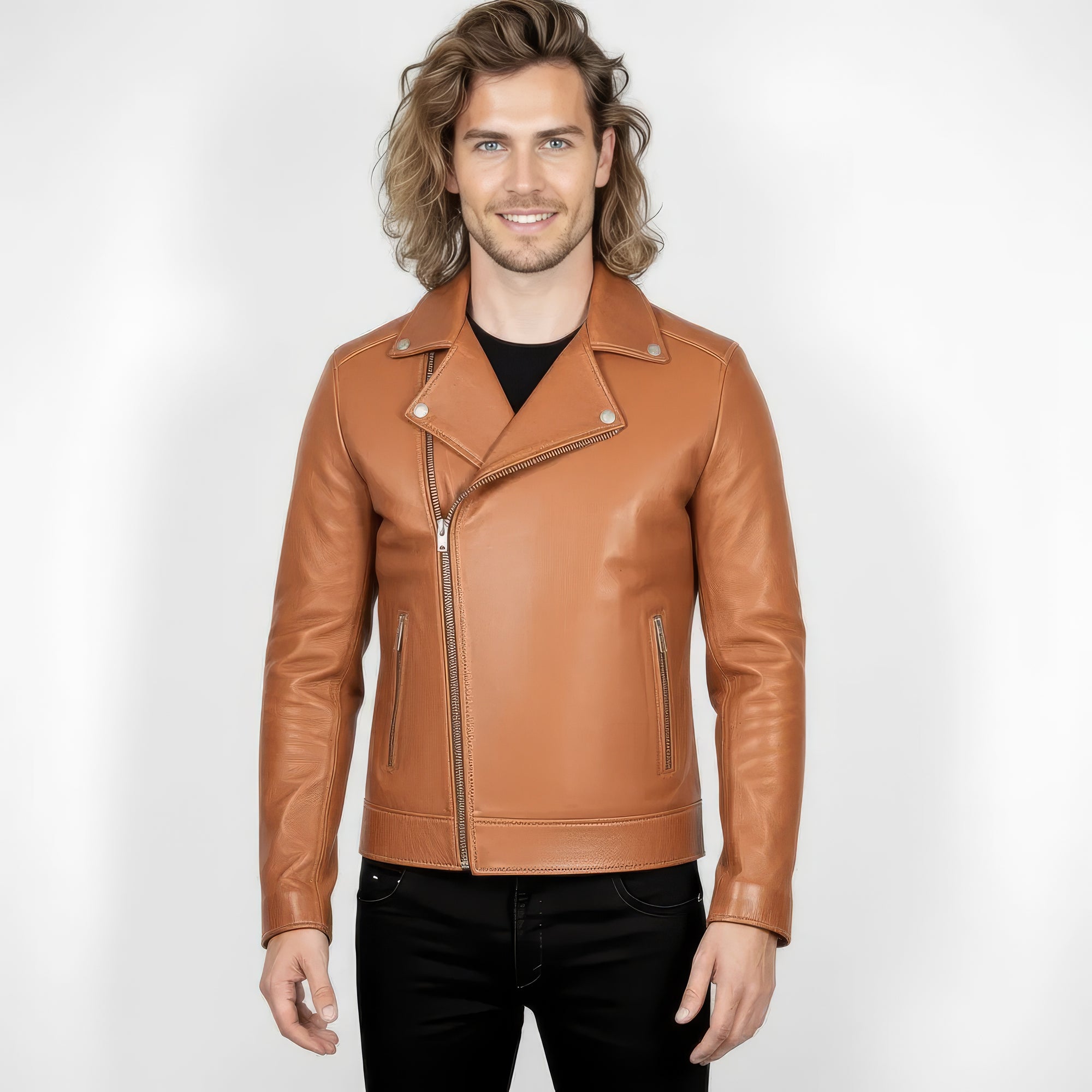 Real Leather Biker Jacket for Men - Milan