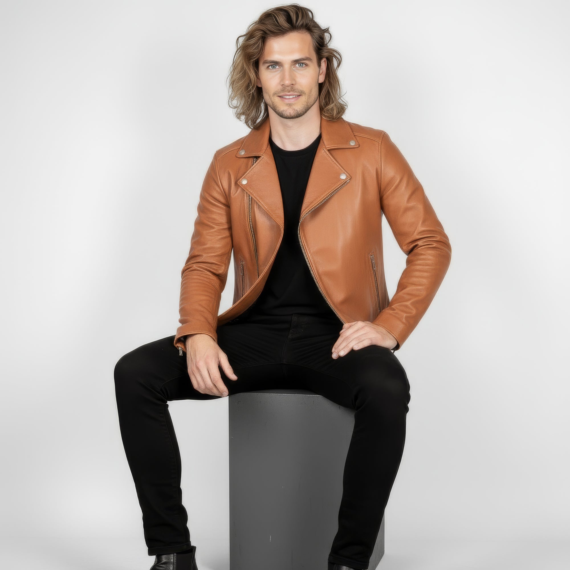 Real Leather Biker Jacket for Men - Milan