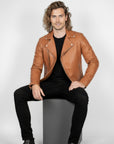 Real Leather Biker Jacket for Men - Milan