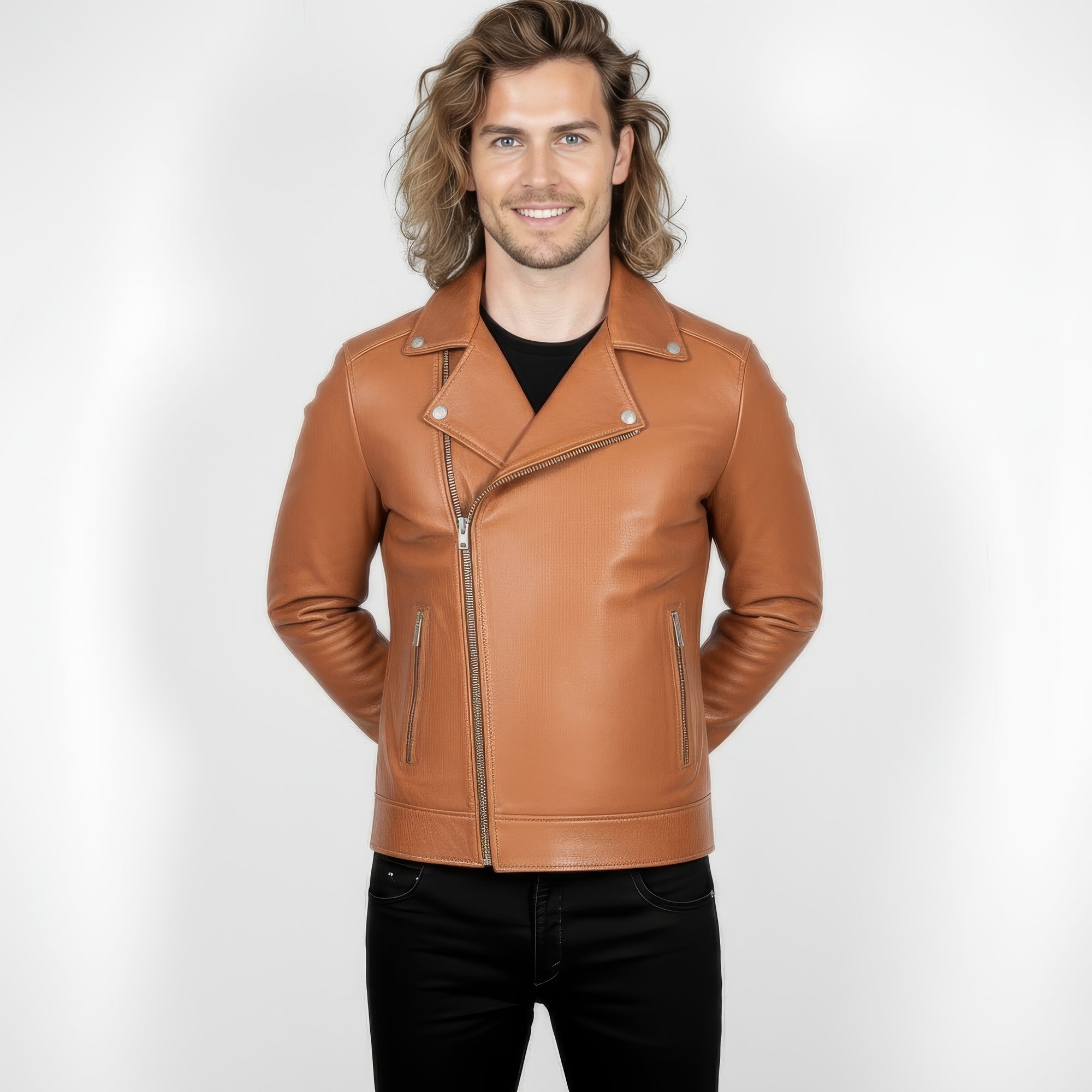 Real Leather Biker Jacket for Men - Milan