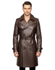 Men's Real Trench Leather Coat - Zeus