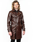 Men's Real Trench Leather Coat - Zeus
