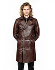 Men's Real Trench Leather Coat - Zeus