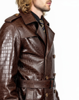 Men's Real Trench Leather Coat - Zeus