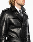 Men's Real Trench Leather Coat - Zeus