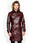 Men's Real Trench Leather Coat - Zeus