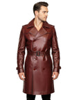 Men's Real Trench Leather Coat - Zeus