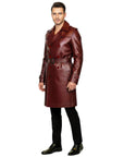 Men's Real Trench Leather Coat - Zeus