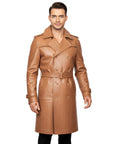 Men's Real Trench Leather Coat - Zeus
