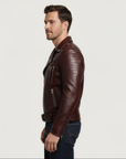 Real Leather Biker Jacket for Men- Hermes