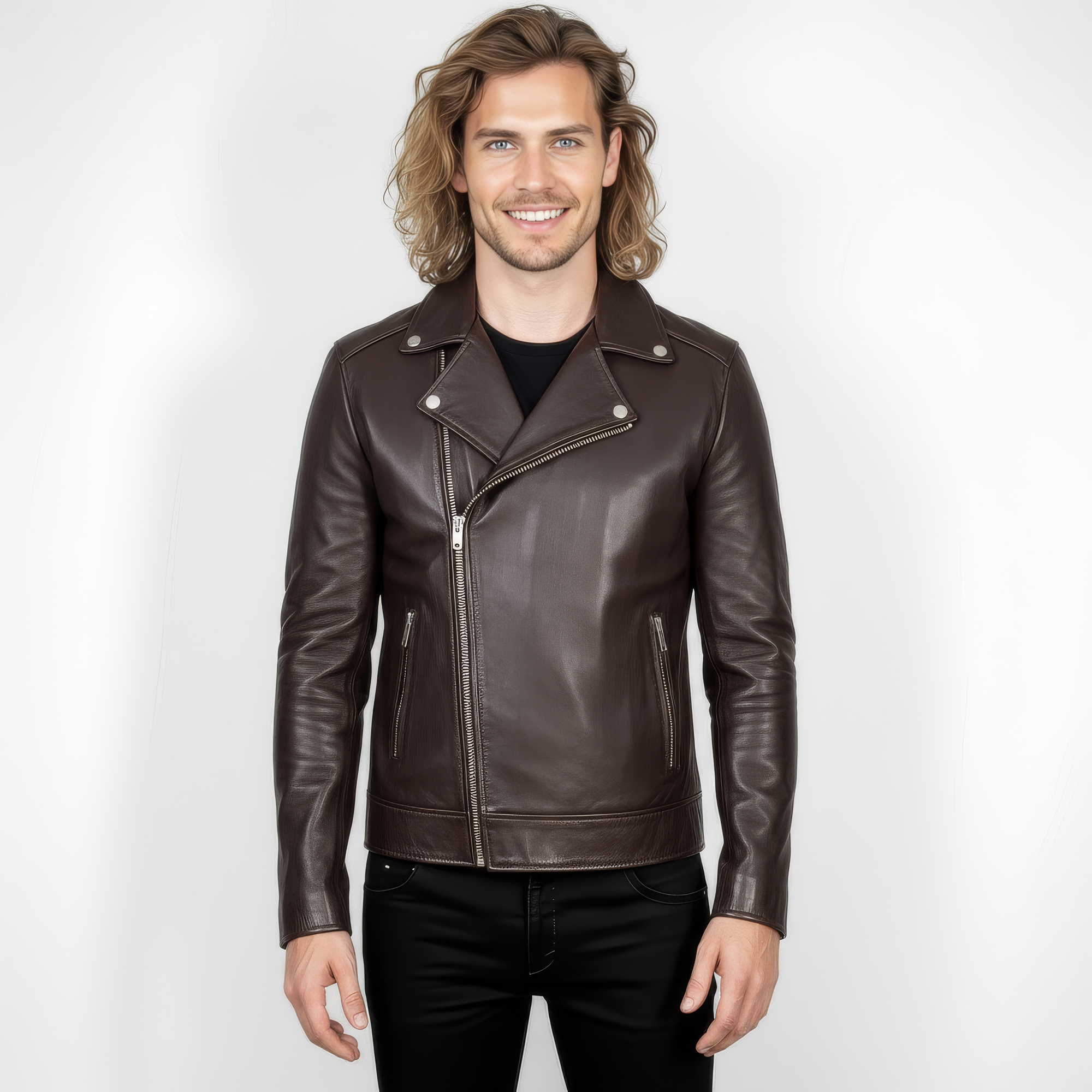 Real Leather Biker Jacket for Men - Milan