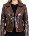 Women's Real Leather Biker Jacket -Athena
