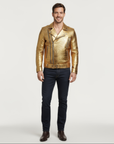 Men's Real Leather Biker Jacket - Hermes