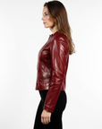 Women's Collarless Real Leather Jacket - Dione