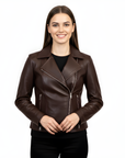 Women's Real Leather Biker Jacket -Athena