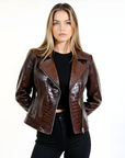 Women's Real Leather Biker Jacket -Athena