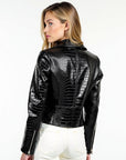 Women's Real Leather Biker Jacket -Athena